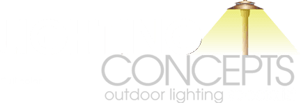 A concepts outdoor lighting logo with a lamp on it